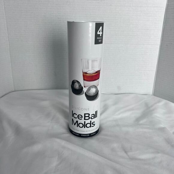 Silicone Ice Ball Molds 4 Piece Set Round Sphere Whiskey Cocktail Drink Chiller - Picture 1 of 4